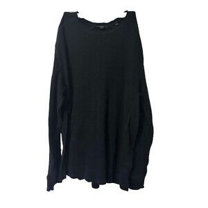 Vince Pima Cotton-Blend Thermal Long-Sleeve Pullover Mens Size XL Black